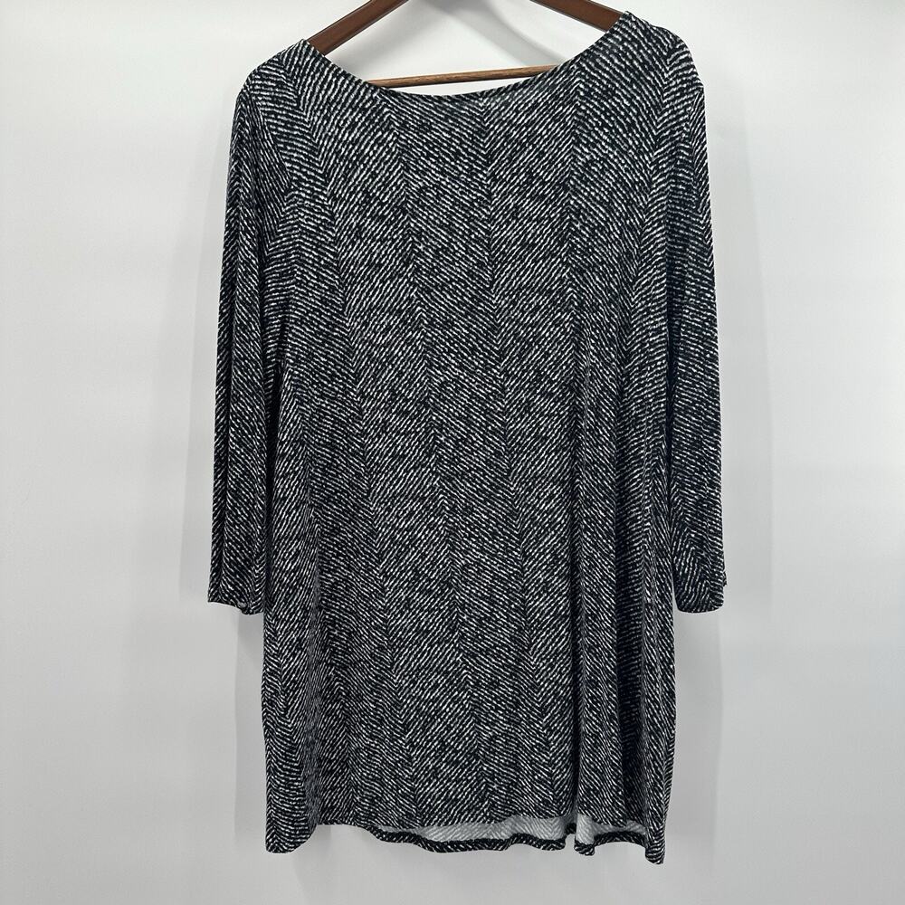 J Jill Top Shirt Womens XL Black Wearever Slinky Stretch Boxy Tunic Casual